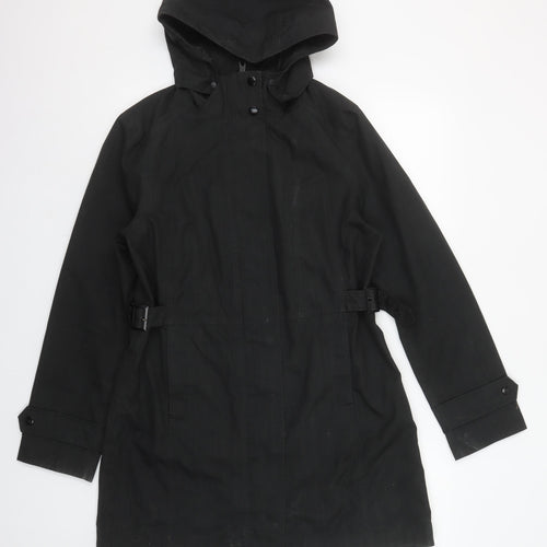 Kirkland Signature Womens Black Hooded Long Rain Coat Size S