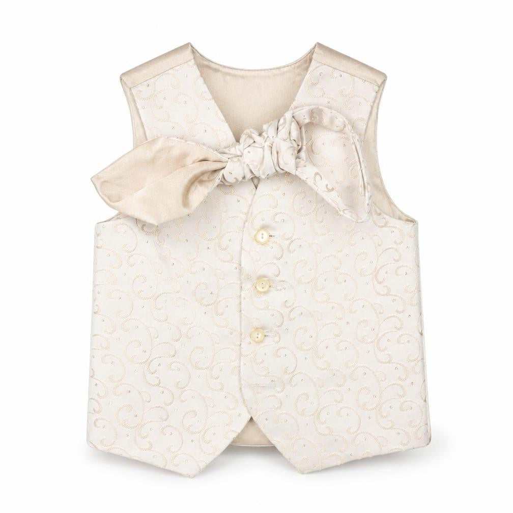 BHS Boys Beige Champagne Patterned Dress Vest Age 12-18 Months Formal Top