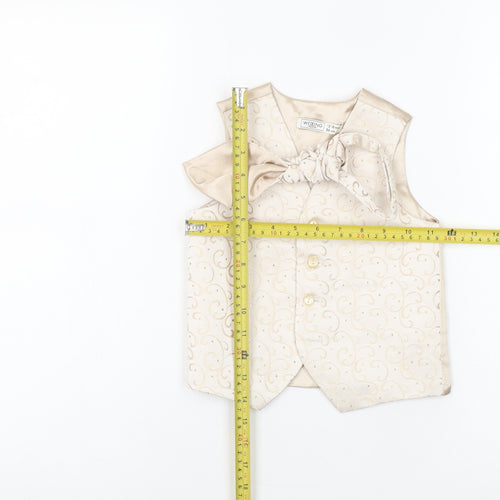 BHS Boys Beige Champagne Patterned Dress Vest Age 12-18 Months Formal Top