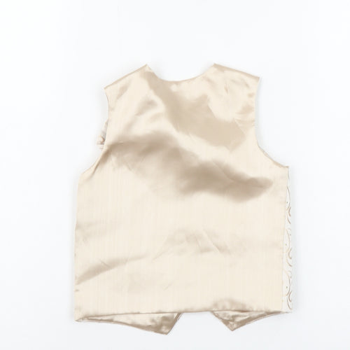 BHS Boys Beige Champagne Patterned Dress Vest Age 12-18 Months Formal Top