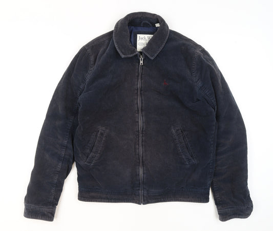 Jack Wills Men's Blue Corduroy Bomber Jacket Size S