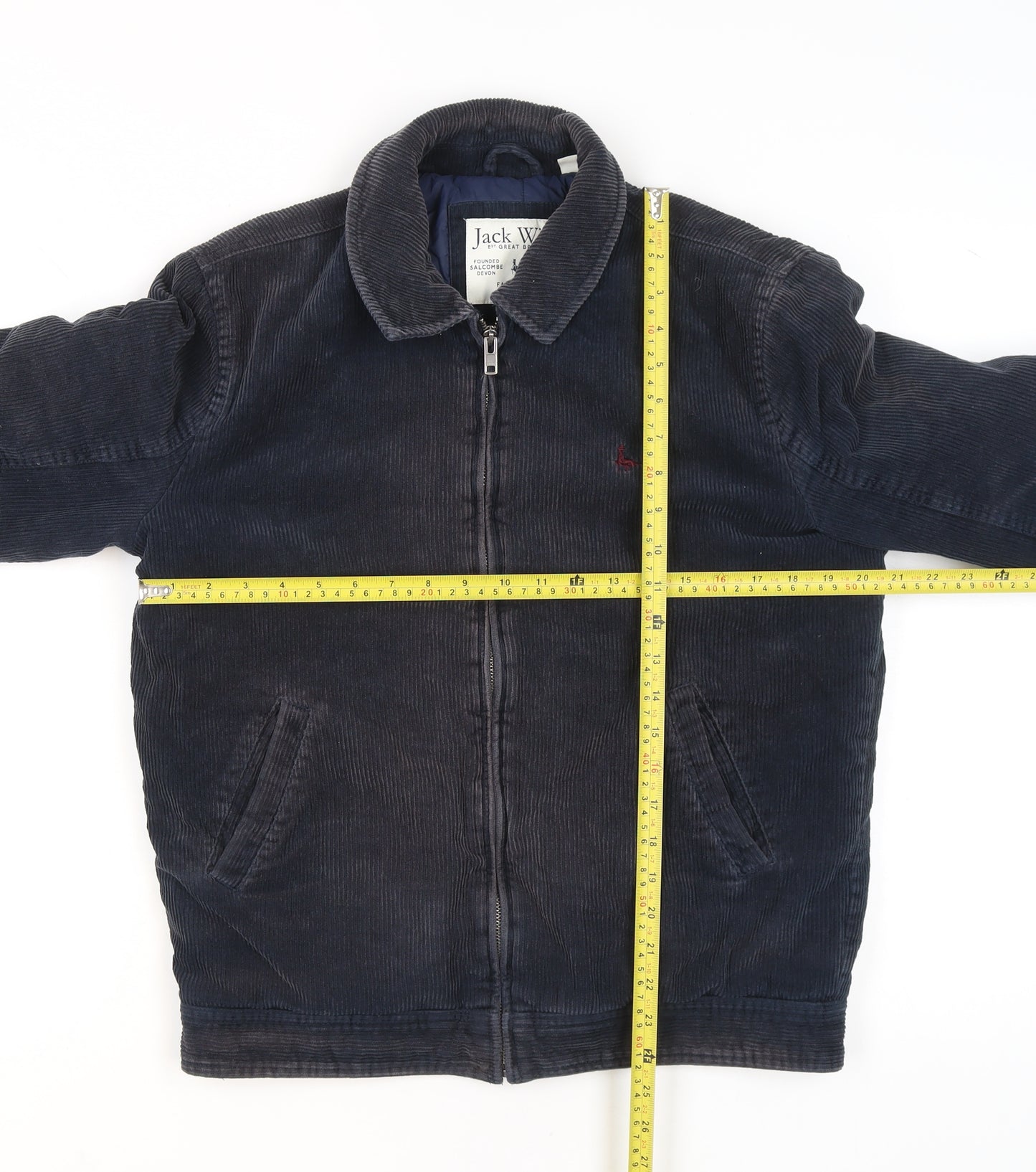 Jack Wills Men's Blue Corduroy Bomber Jacket Size S