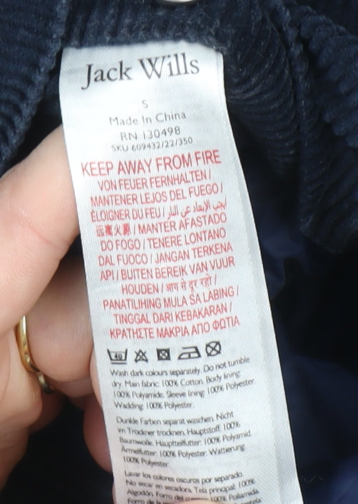 Jack Wills Men's Blue Corduroy Bomber Jacket Size S