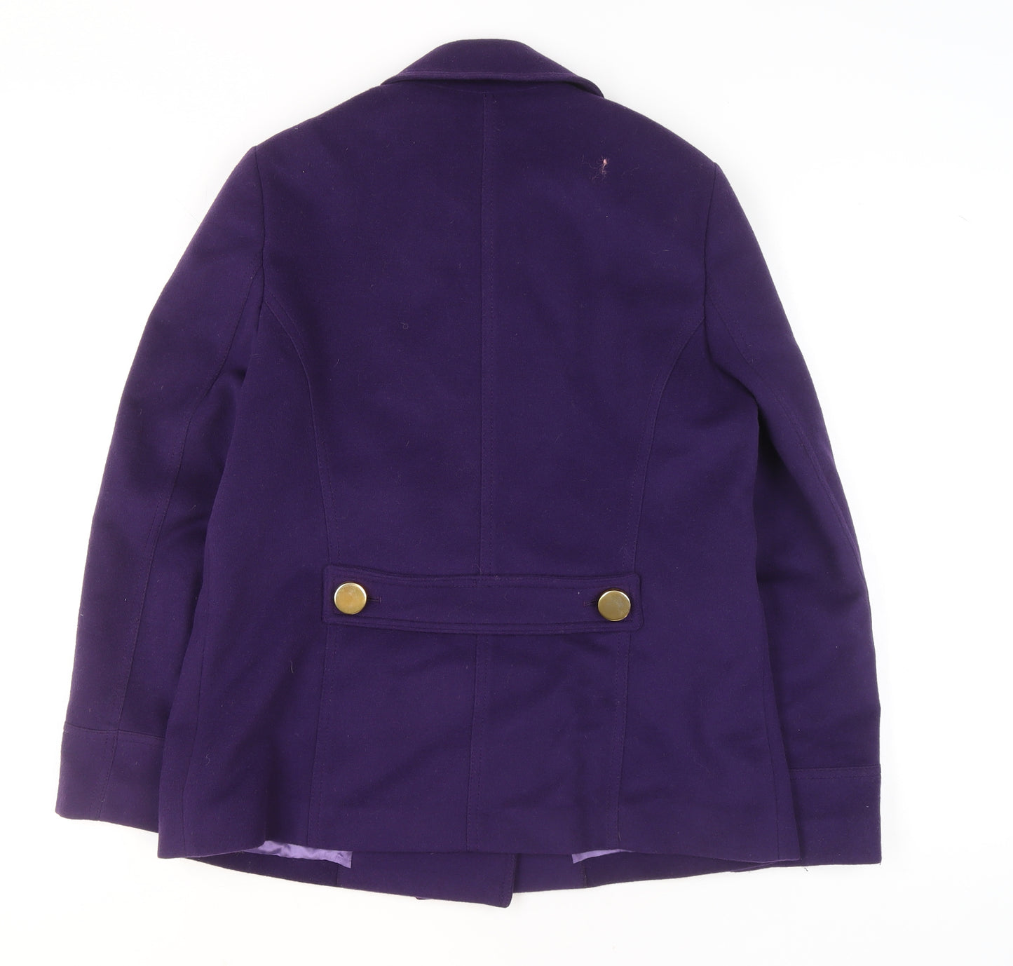 Jaeger Womens Purple Pea Coat Wool Blend Size 12 Short Jacket