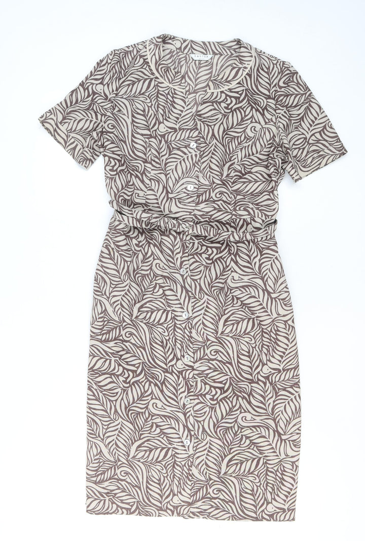 Eastex Women Brown Floral Shirt Dress Size 12 Short Sleeve Knee Length