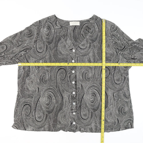 Ann Harvey Women's Black Geometric Long Sleeve Blouse Size 26