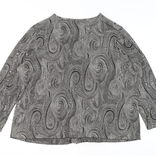 Ann Harvey Women's Black Geometric Long Sleeve Blouse Size 26