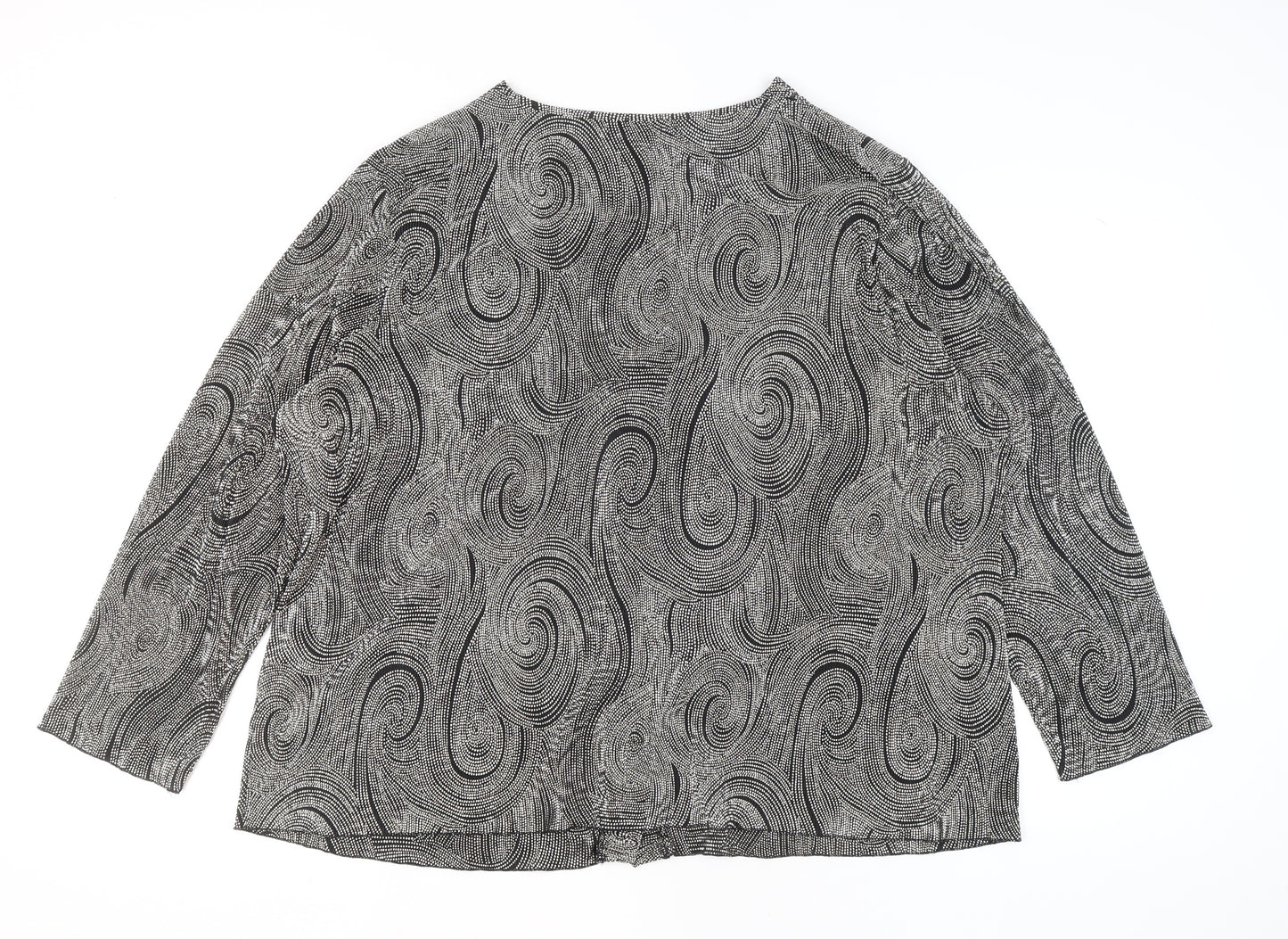 Ann Harvey Women's Black Geometric Long Sleeve Blouse Size 26