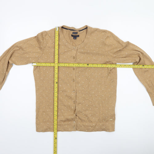 Tommy Hilfiger Women Beige Cardigan M 100% Cotton Polka Dot Knit
