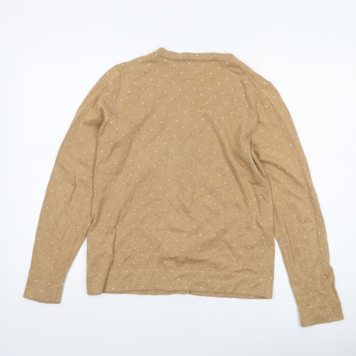 Tommy Hilfiger Women Beige Cardigan M 100% Cotton Polka Dot Knit