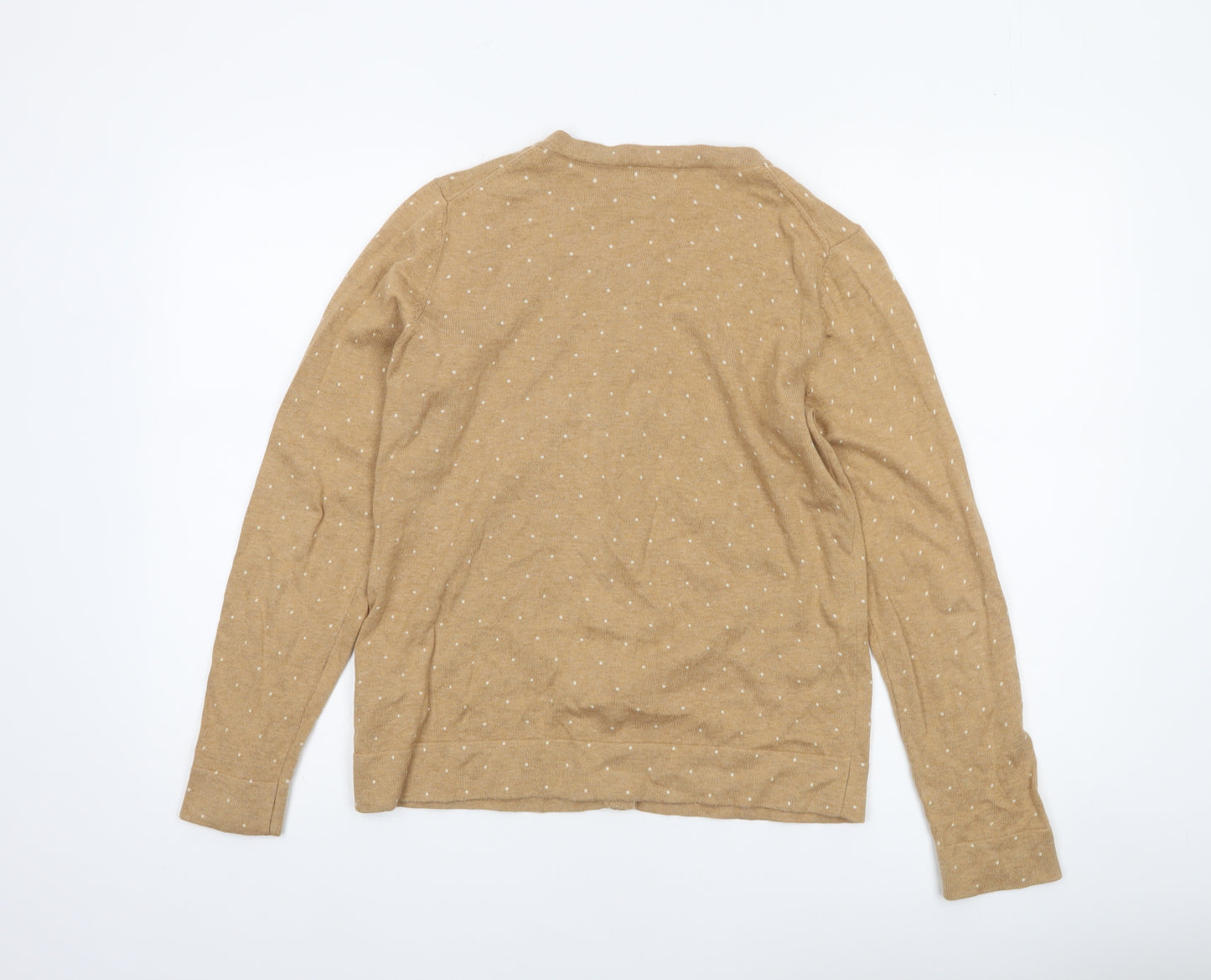 Tommy Hilfiger Women Beige Cardigan M 100% Cotton Polka Dot Knit