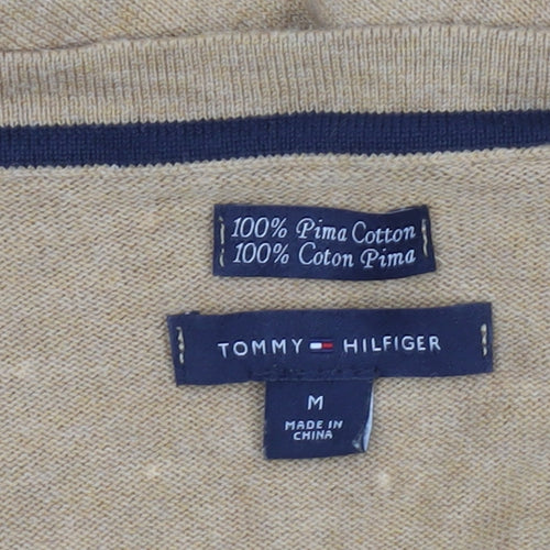 Tommy Hilfiger Women Beige Cardigan M 100% Cotton Polka Dot Knit