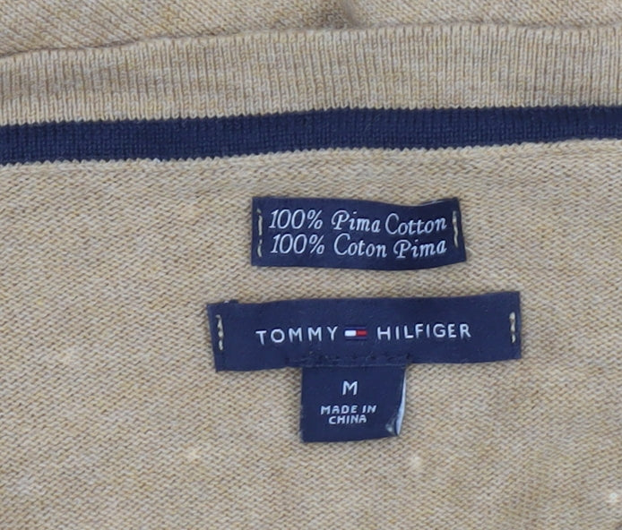 Tommy Hilfiger Women Beige Cardigan M 100% Cotton Polka Dot Knit