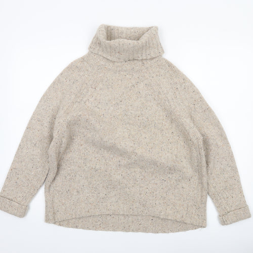 John Lewis Women’s Beige Roll Neck Wool Jumper Size 12