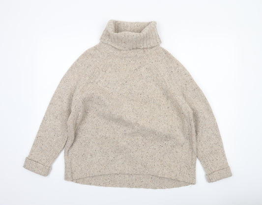 John Lewis Women’s Beige Roll Neck Wool Jumper Size 12