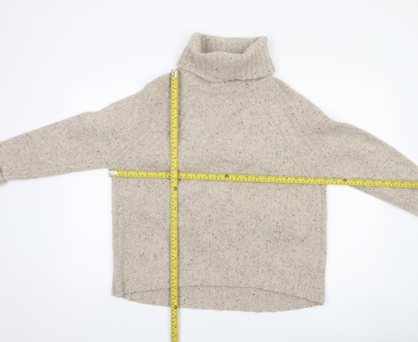 John Lewis Women’s Beige Roll Neck Wool Jumper Size 12