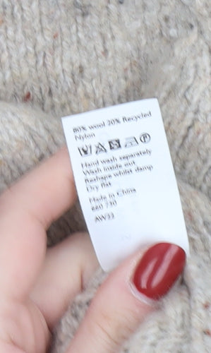 John Lewis Women’s Beige Roll Neck Wool Jumper Size 12