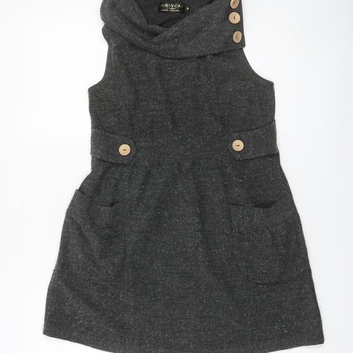 Pussycat London Women's Grey Cowl Neck Sleeveless Tunic Jumper Size M