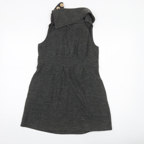 Pussycat London Women's Grey Cowl Neck Sleeveless Tunic Jumper Size M