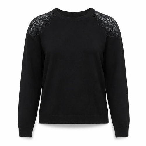 Whistles Womens Black Lace Shoulder Crew Neck Jumper Size 10