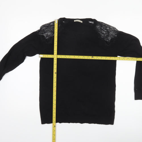 Whistles Womens Black Lace Shoulder Crew Neck Jumper Size 10
