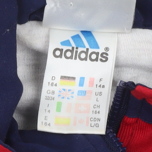 Adidas Boys Blue Red Colourblock Full Zip Track Jacket 14 Years