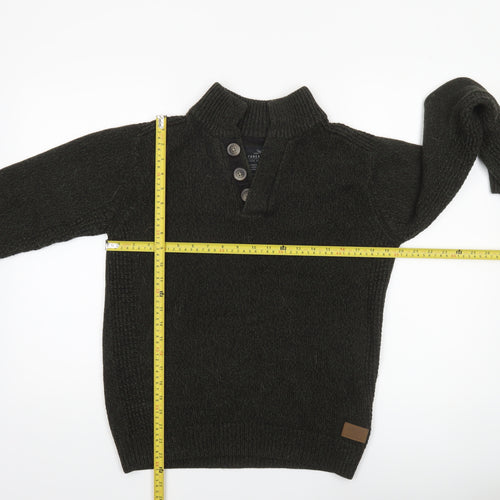 Threadbare Men’s Green Wool Blend Henley Jumper Size S Long Sleeve