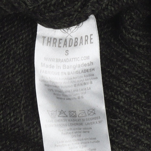 Threadbare Men’s Green Wool Blend Henley Jumper Size S Long Sleeve