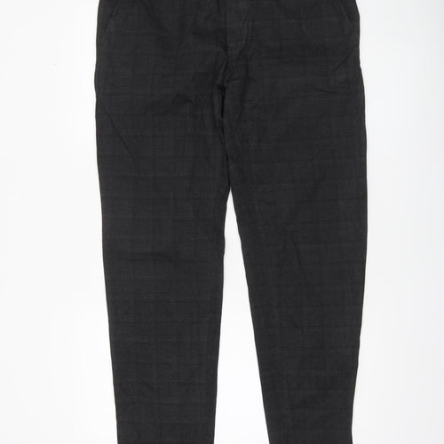 Andrea Falco Men's Black Check Slim Fit Chino Trousers Size 38