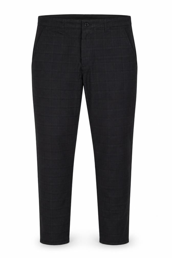 Andrea Falco Men's Black Check Slim Fit Chino Trousers Size 38