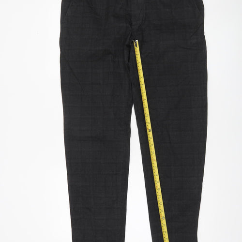 Andrea Falco Men's Black Check Slim Fit Chino Trousers Size 38