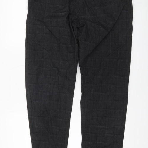 Andrea Falco Men's Black Check Slim Fit Chino Trousers Size 38