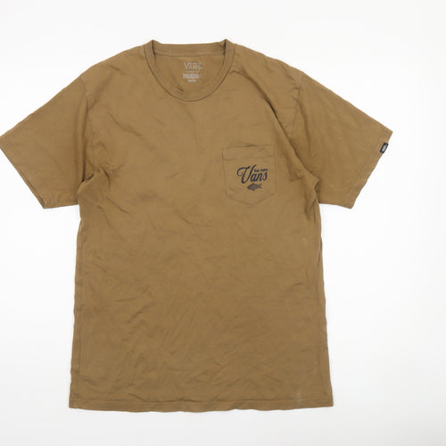 Vans Men's Brown Graphic Pocket T-Shirt Medium Cotton Classic Fit