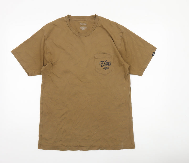 Vans Men's Brown Graphic Pocket T-Shirt Medium Cotton Classic Fit