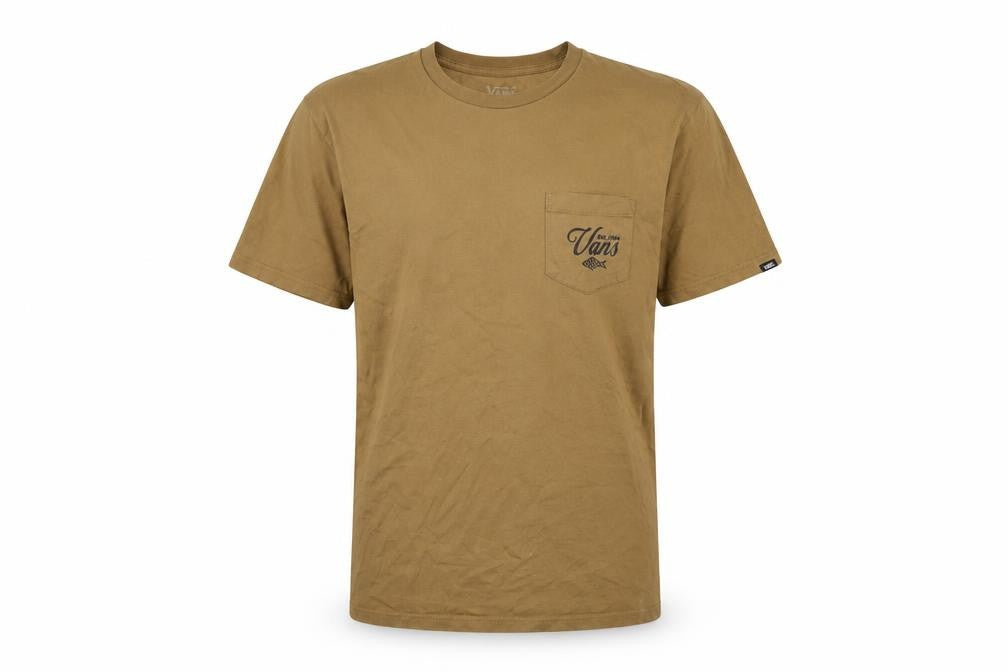 Vans Men's Brown Graphic Pocket T-Shirt Medium Cotton Classic Fit