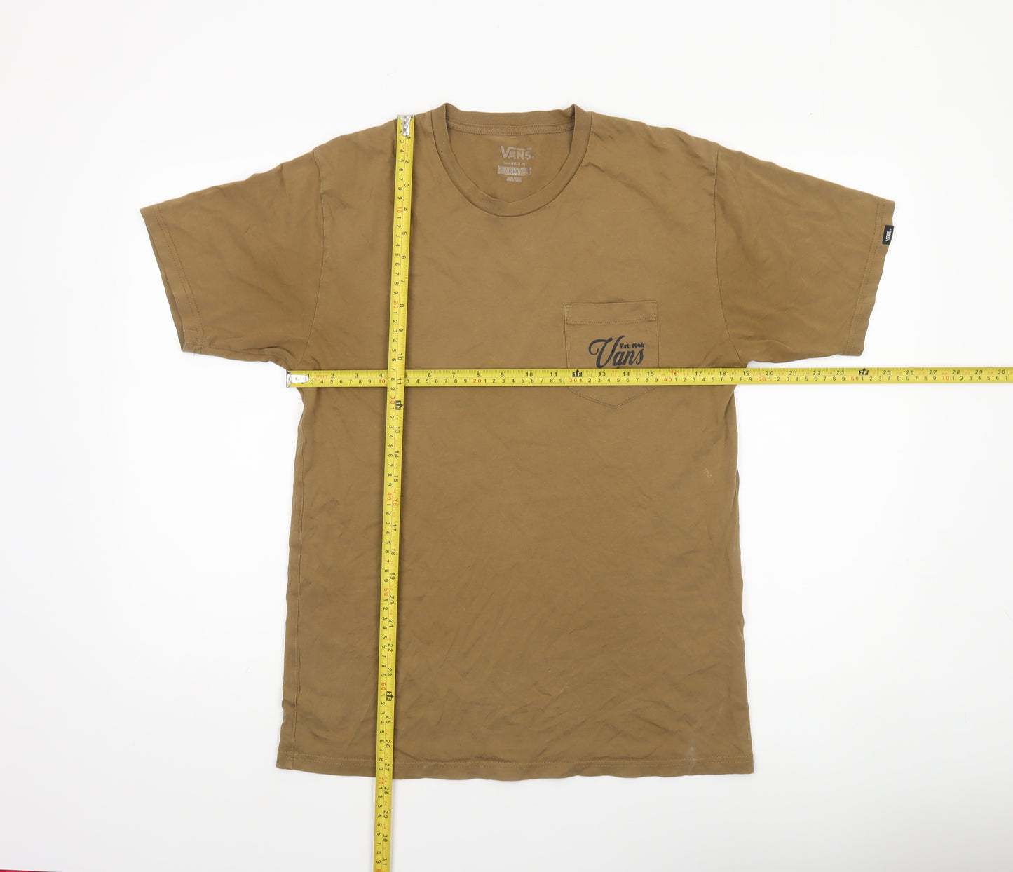 Vans Men's Brown Graphic Pocket T-Shirt Medium Cotton Classic Fit