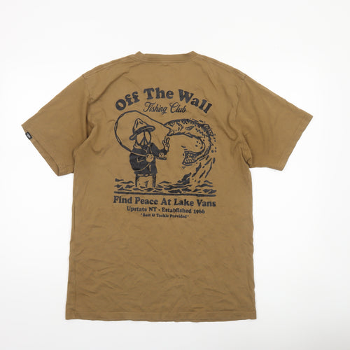 Vans Men's Brown Graphic Pocket T-Shirt Medium Cotton Classic Fit