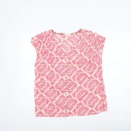 White Stuff Womens Pink Geometric Cotton Tunic Blouse Size 10