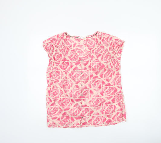 White Stuff Womens Pink Geometric Cotton Tunic Blouse Size 10