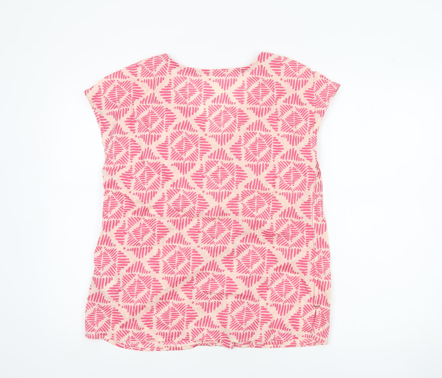 White Stuff Womens Pink Geometric Cotton Tunic Blouse Size 10