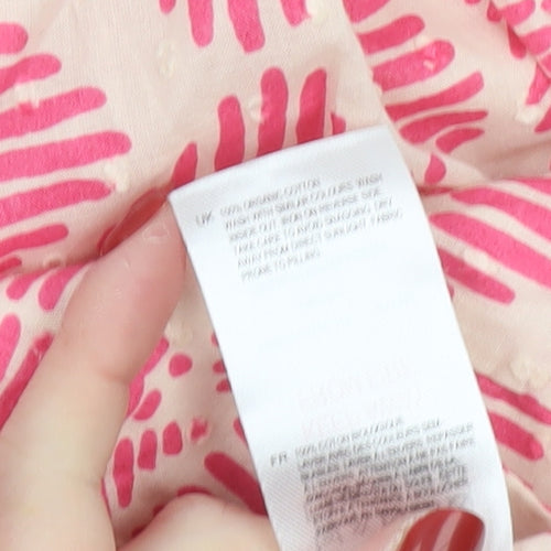 White Stuff Womens Pink Geometric Cotton Tunic Blouse Size 10