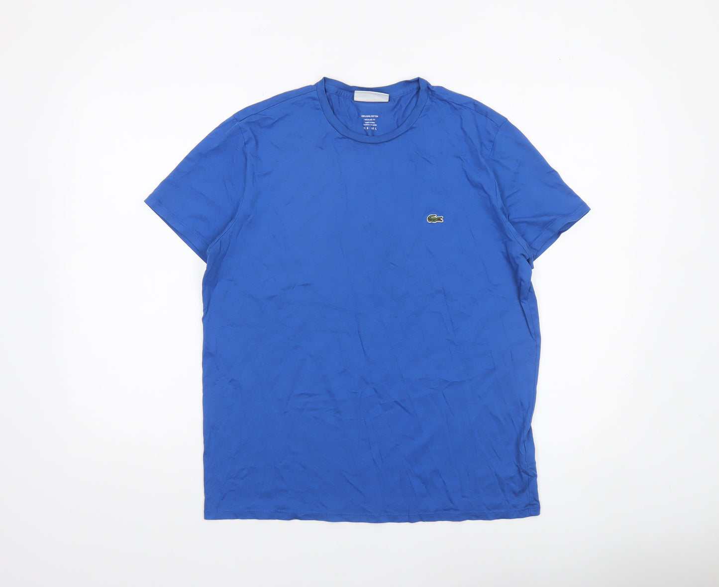 Lacoste Men's Blue Regular Fit Pima Cotton Crew Neck T-Shirt L