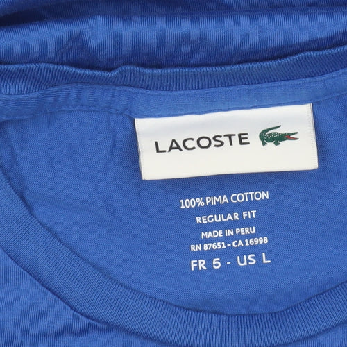 Lacoste Men's Blue Regular Fit Pima Cotton Crew Neck T-Shirt L