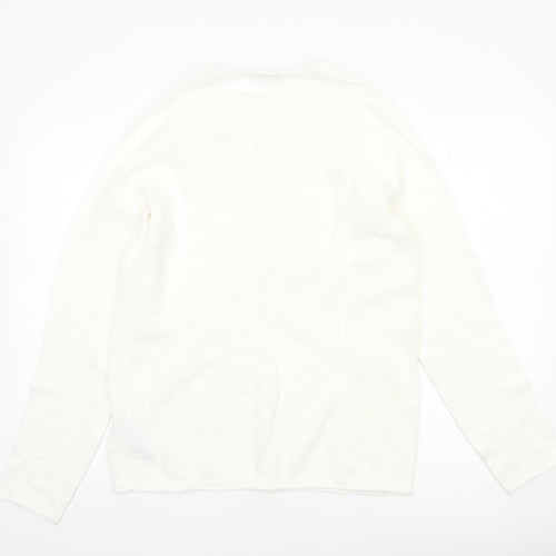 Jack & Jones Men's White Long Sleeve Regular Fit Cotton Top L