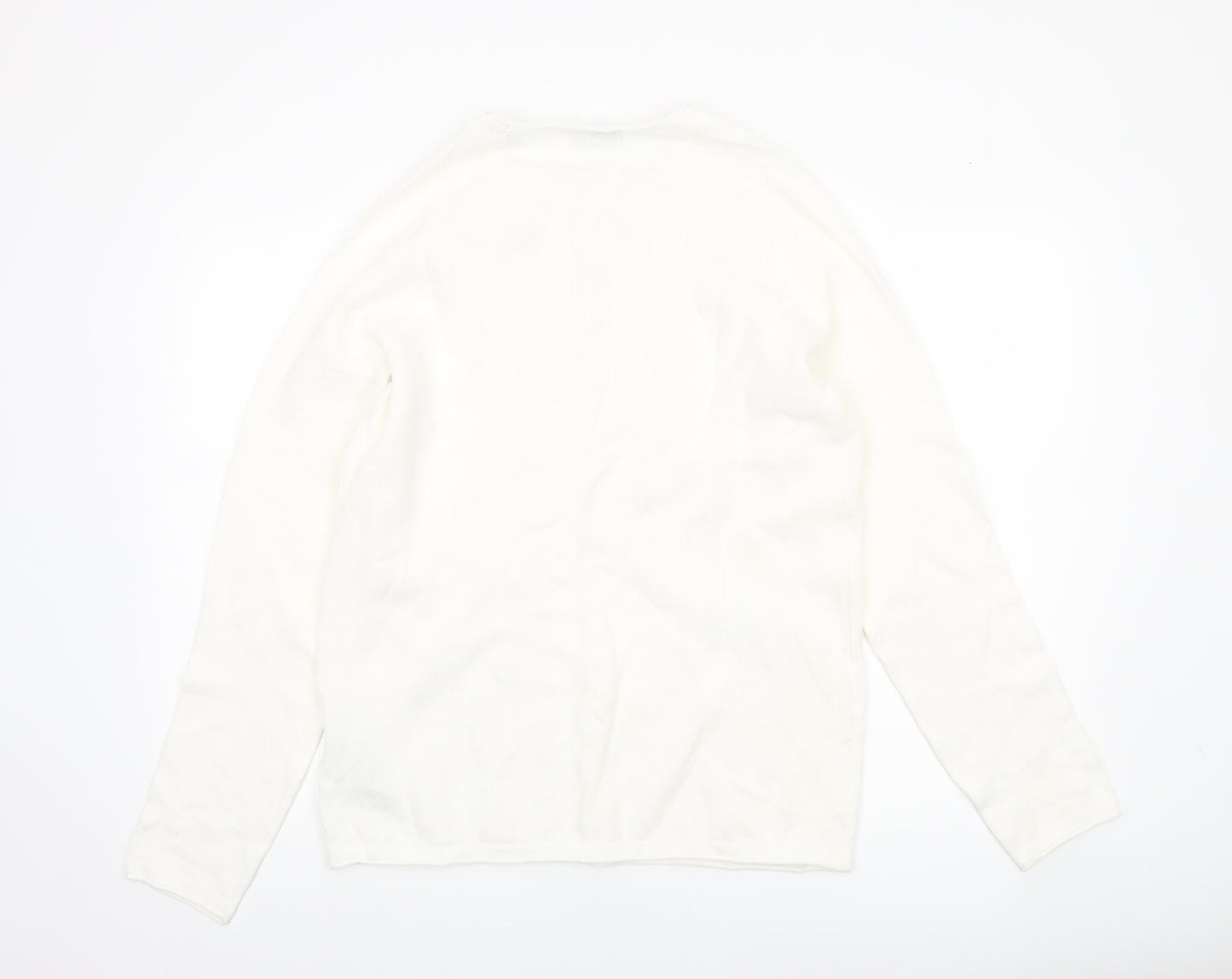Jack & Jones Men's White Long Sleeve Regular Fit Cotton Top L