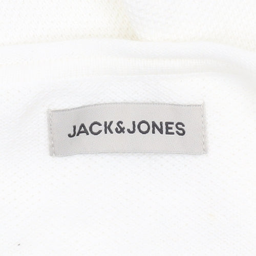 Jack & Jones Men's White Long Sleeve Regular Fit Cotton Top L