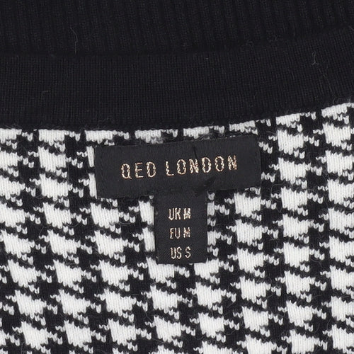 QED London Womens Black Houndstooth V-Neck Cardigan Size M
