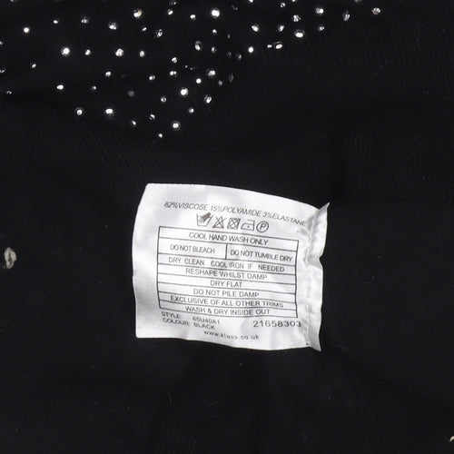 Klass Women’s Black Beaded Cardigan Medium Viscose Knit 3/4 Sleeve