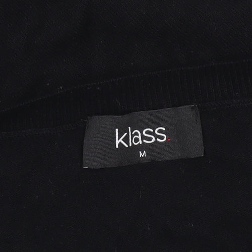 Klass Women’s Black Beaded Cardigan Medium Viscose Knit 3/4 Sleeve