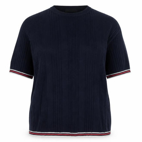 Marks and Spencer Women's Blue Short Sleeve Knit Jumper UK 18